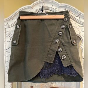 Self portrait olive green mini skirt